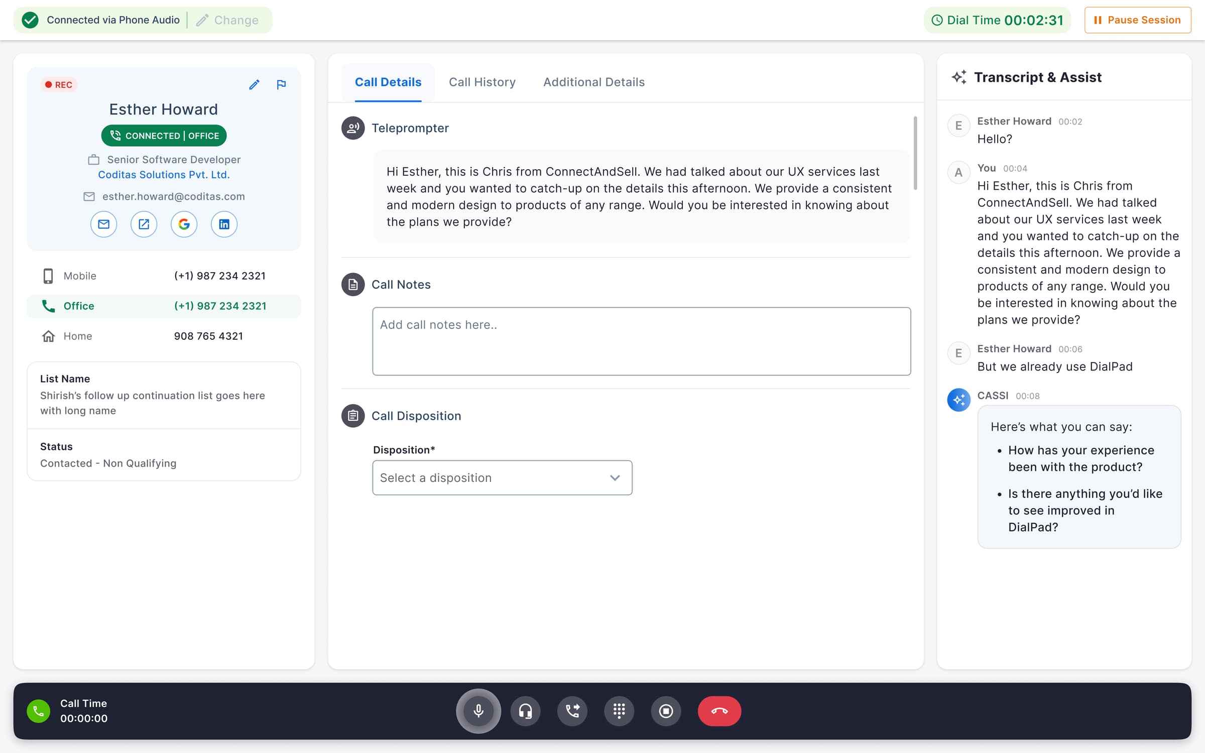 V1 — Sage drops 2–3 bullet rebuttals into the assist panel the moment a prospect raises an objection, sized to the readable-while-talking ceiling.